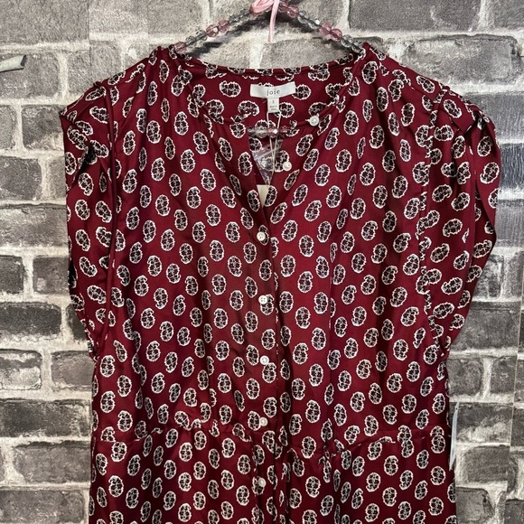 NWT Joie Noleen Jumpsuit in Rhubarb 100% silk button chest pockets - Picture 3 of 15